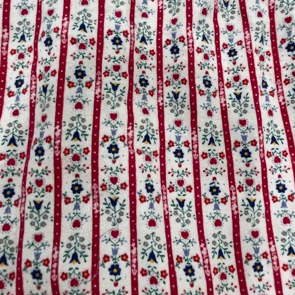 LANZ OF SALZBURG Tyrolean Flannel Nightgown White Red Stripes Floral Hearts Sz M - Picture 6 of 9